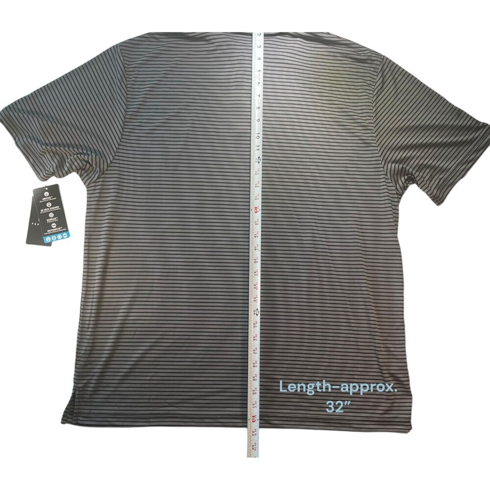 NWT PGA TOUR Mens Golf Shirt Black Stripe Polo Driflux Sunflux Motionflux 2XL - Picture 7 of 12
